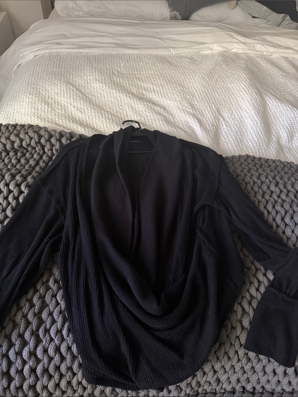 Free People Black Draped V-Neck Sweater - Picture 2 of 2